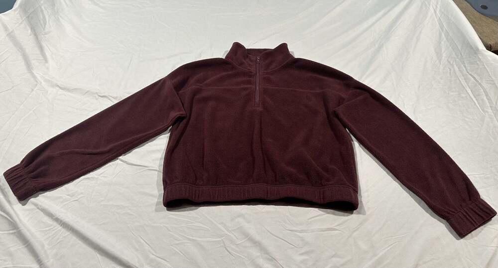 Hippie Rose Burgundy 1/2 Zip Fleece Pullover Sweater Womens L
